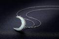wholesale 925 Sterling Silver Crescent Moon Synthetic Opal Pendant Necklace for Women's Gifts-0-2