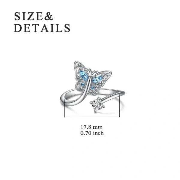 Sterling Silver Butterfly Adjustable Rings-1