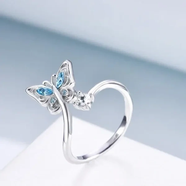 Sterling Silver Butterfly Adjustable Rings-2