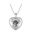 wholesale 925 Sterling Silver Heart Rose Pendant Necklace for Women-0-0
