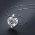 wholesale 925 Sterling Silver Heart Rose Pendant Necklace for Women-0-4