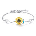 wholesale 925 Sterling Silver Sunflower Urn Bracelet with Heart Charms for Ashes Cremation Jewelry Keepsakes-0-0