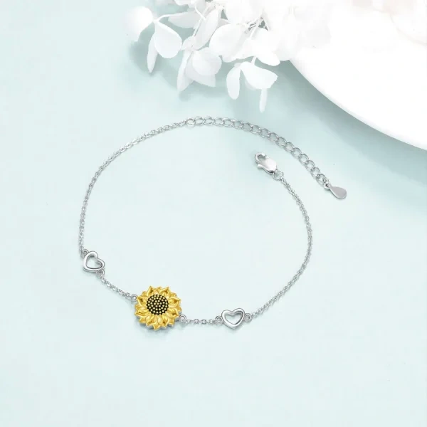 Sterling Silver Sunflower Urn Bracelet-4