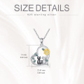 wholesale 925 Sterling Silver Cat Lover's Heart Pendant Necklace with Sunflower Charm and Leaves Design - Gifts for Her-0-1