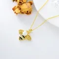 wholesale Gold-Plated 925 Sterling Silver Pearl Bee Charm Necklace for Women-0-4
