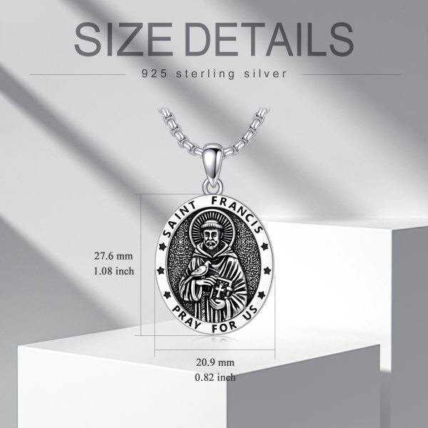 Sterling Silver St Francis of Assisi Necklace With Stainless Steel Chain-1