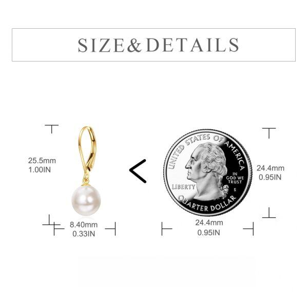 18K Solid Gold Freshwater Pearl Drop Earrings-1