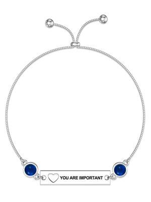 Sterling Silver " YOU ARE IMPORTATIN" Chain Bracelet With September Birthstone-0