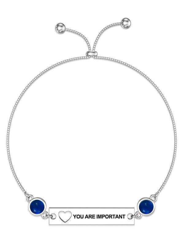 Sterling Silver " YOU ARE IMPORTATIN" Chain Bracelet With September Birthstone-0