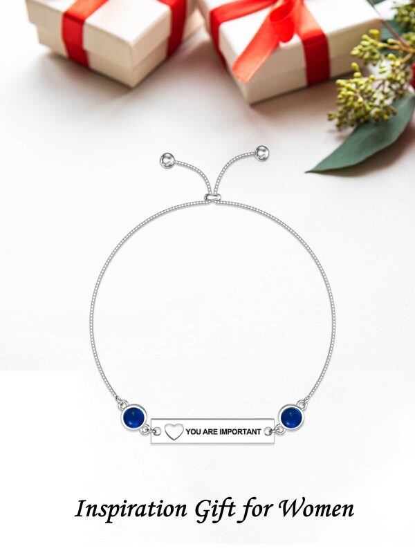 Sterling Silver " YOU ARE IMPORTATIN" Chain Bracelet With September Birthstone-2