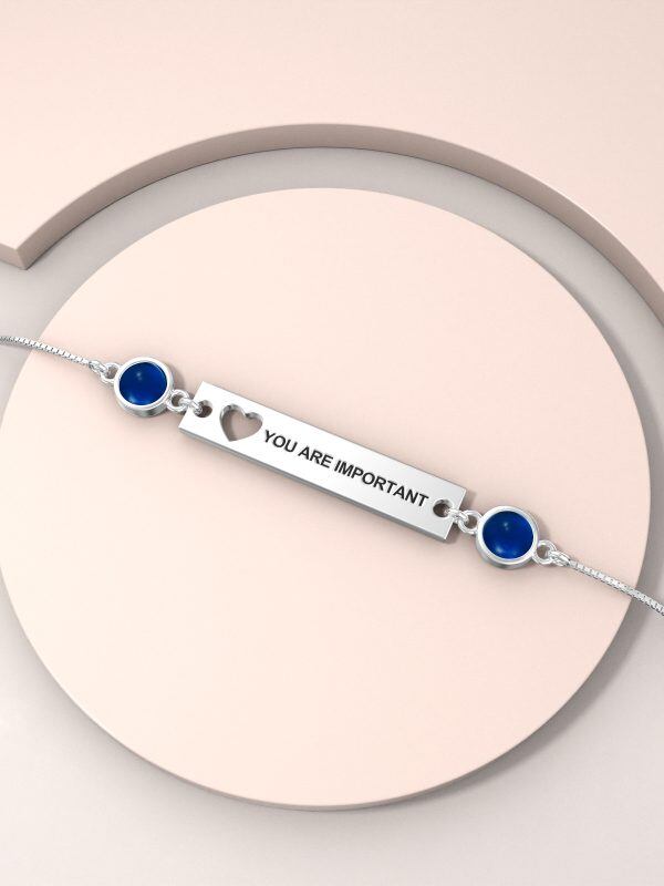 Sterling Silver " YOU ARE IMPORTATIN" Chain Bracelet With September Birthstone-4