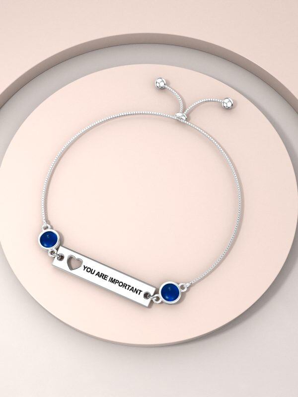 Sterling Silver " YOU ARE IMPORTATIN" Chain Bracelet With September Birthstone-5