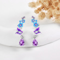 wholesale 925 Sterling Silver Butterfly & Flower Drop Dangle Stud Earring Set-0-4