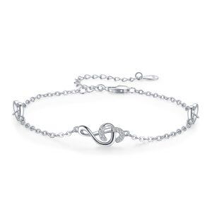 Sterling Silver Musical Note Chain Bracelet-0