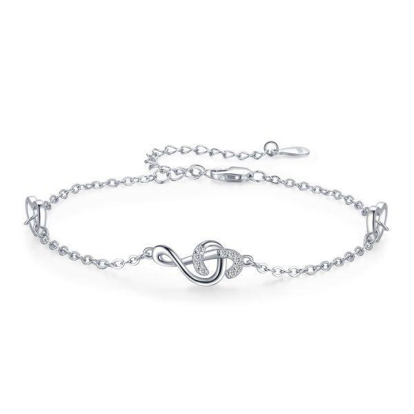 Sterling Silver Musical Note Chain Bracelet-0