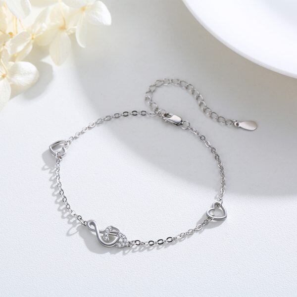 Sterling Silver Musical Note Chain Bracelet-5