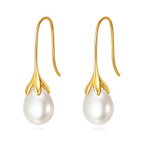 wholesale 925 Sterling Silver Pearl Drop Dangle Earrings for Women- Gold Plated