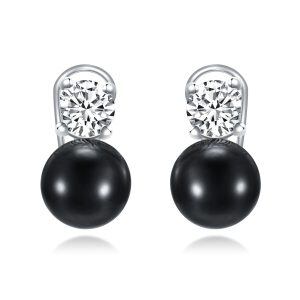 Sterling Silver Black Freshwater Pearl Ear Cuffs-0