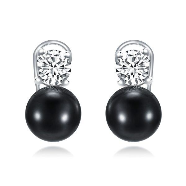 Sterling Silver Black Freshwater Pearl Ear Cuffs-0