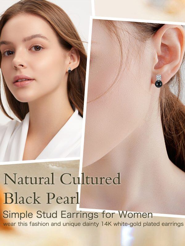 Sterling Silver Black Freshwater Pearl Ear Cuffs-1