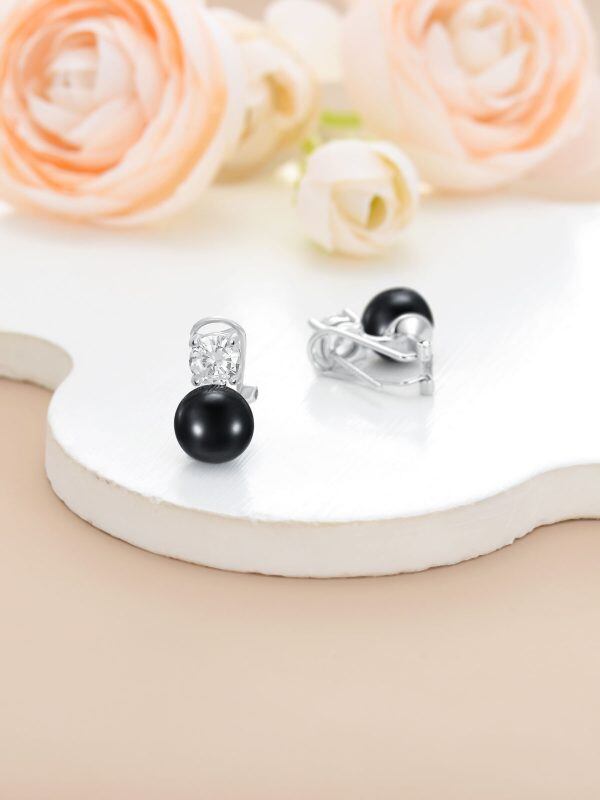 Sterling Silver Black Freshwater Pearl Ear Cuffs-4