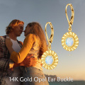 wholesale 14K Gold Opal Flower Shape Leverback Drop Earrings for Women-0-2