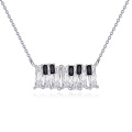 wholesale 925 Sterling Silver Black and White Crystal Bar Pendant Necklace s for Women Her-0-0
