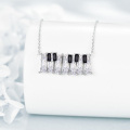 wholesale 925 Sterling Silver Black and White Crystal Bar Pendant Necklace s for Women Her-0-4