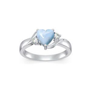 Sterling Silver Blue Larimar Promise Ring-0