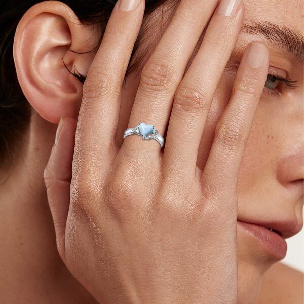 Sterling Silver Blue Larimar Promise Ring-2