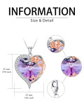 wholesale 925 Sterling Silver Metal Stone Rose Heart Pendant Necklaces - Romantic Gifts for Her-0-1