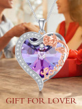 wholesale 925 Sterling Silver Metal Stone Rose Heart Pendant Necklaces - Romantic Gifts for Her-0-2