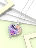 wholesale 925 Sterling Silver Metal Stone Rose Heart Pendant Necklaces - Romantic Gifts for Her-0-4