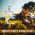 wholesale 925 Sterling Silver Metal Stone Sunflower Initial E Pendant Necklaces for Women Girls  45cm Chain Length-0-2