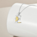 wholesale 925 Sterling Silver Metal Stone Sunflower Initial E Pendant Necklaces for Women Girls  45cm Chain Length-0-4