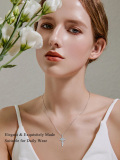 wholesale 925 Sterling Silver Butterfly & Flower Design Cross Pendant Necklace for Women Girls Mothers Day Gifts-0-3
