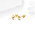 wholesale 18K Golden Solid 18K Gold Ball Stud Earrings - Small Round Ear Pins for Women (5 mm)-0-4