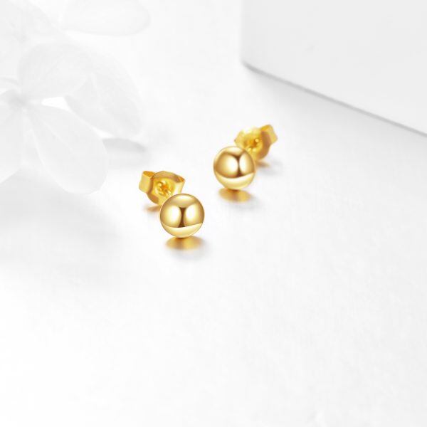 14K Gold Ball Stud Earrings-5