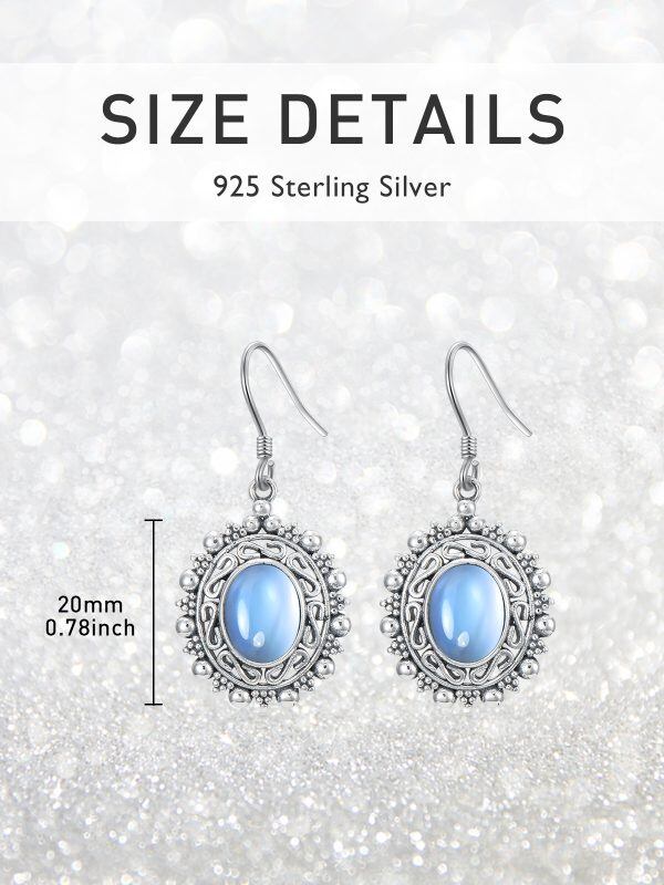 Sterling Silver Filigree Irish Celtic Moonstone Drop Dangle Earrings-1