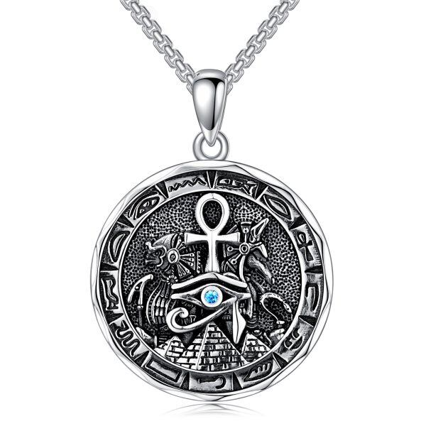 Sterling Silver Ankh Cross & Eye Of Horus Pendant Necklaces With Stainless Steel Chain-0