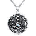 wholesale 925 Sterling Silver Blue Stone Ankh Eye of Horus Pendant Necklaces for Men Egyptian s-0-0
