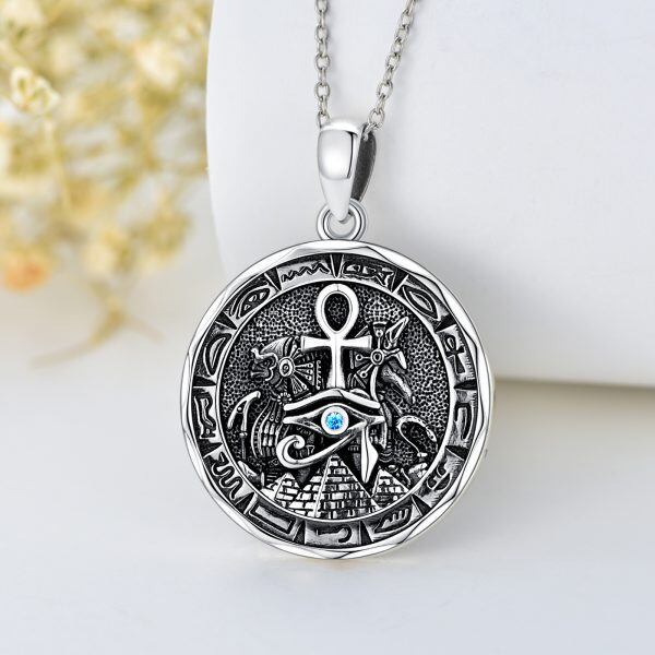 Sterling Silver Ankh Cross & Eye Of Horus Pendant Necklaces With Stainless Steel Chain-5