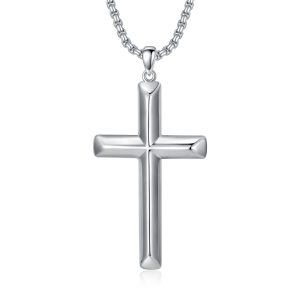 Sterling Silver Cross Pendant Necklaces With Stainless Steel Chain-0