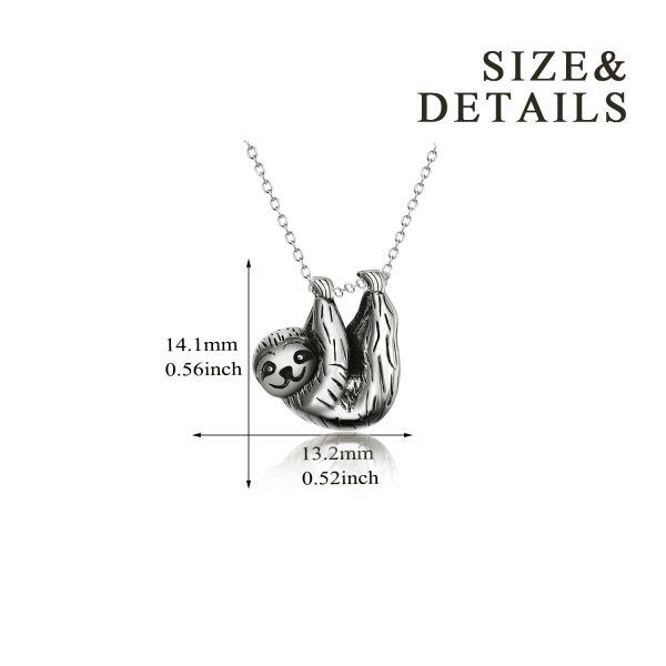 Sterling Silver Oxidized Sloth Pendant Necklace-1