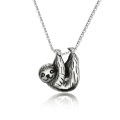 wholesale Sterling Silver Stone Cute Sloth Pendant Necklace for Women Girls Gifts-0-33