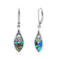 wholesale 925 Sterling Silver Abalone Shell Leverback French Wire Bohemian Drop Earrings-0-0