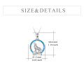 wholesale 925 Sterling Silver Blue Fire Opal Howling Wolf Pendant Necklace for Men & Women - 30 Chain-0-1