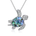 wholesale 925 Sterling Silver Abalone Shell Sea Turtle Pendant Necklace for Women-0-0