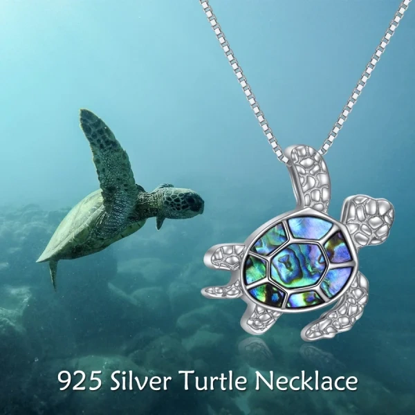 Sterling Silver Abalone Shell Sea Turtle Urn Necklace-2