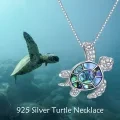 wholesale 925 Sterling Silver Abalone Shell Sea Turtle Pendant Necklace for Women-0-2